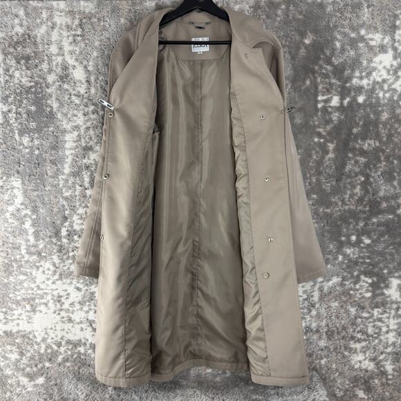 Jessica Size 14 Outdoor Snap Button Overcoat Beige V Neck Long Sleeve - Picture 3 of 9